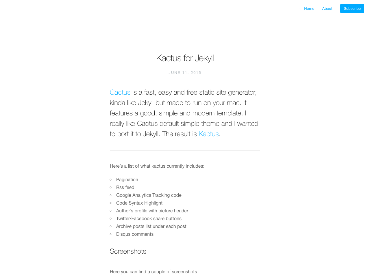 Kactus screenshot